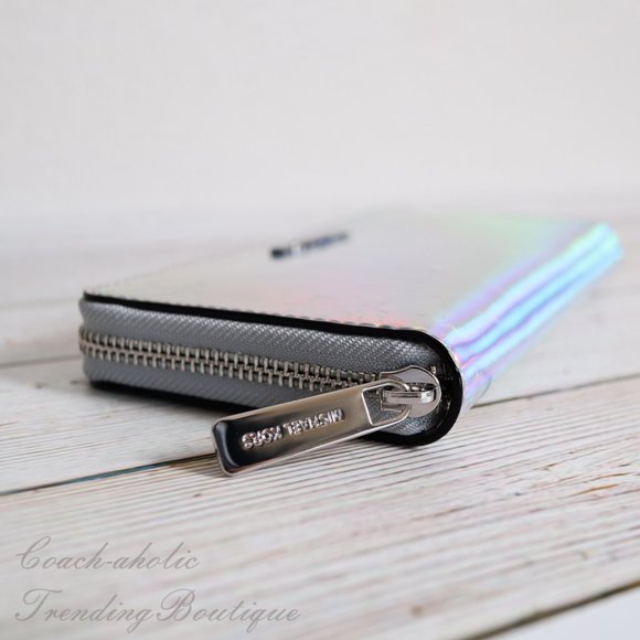 NWT Michael Kors Iridescent Hologram Zip Wallet - Picture 4 of 8